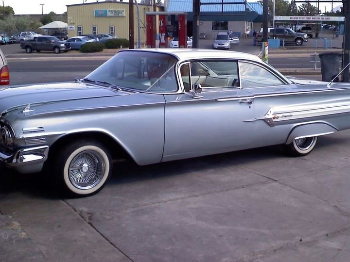 Restored classic car, front three-quarter view